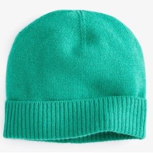 100% Cashmere Cuffed Beanie in Gorgeous Peacock Green NWT MSRP $79.50